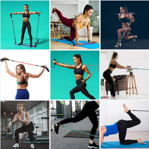 Barra De Pilates Portátil Y Banda De Resistencia Con Asas.