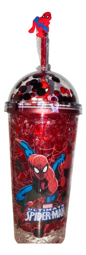 Vaso Con Luz Led De Colores Termo Hidrogel De Spider-man