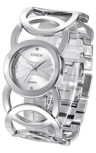 Relojes De Cuarzo Inoxidable De Lujo Xinew Para Mujer Color Del Fondo White Silver