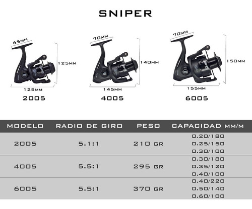 Imagen 2 de 3 de Reel Frontal Caster Sniper 2005 Variada 5 Rulemanes Pejerrey