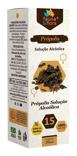 Imagem 1 de 7 de Própolis Marrom Alcoólico 15% Fauna E Flora Imunidade 30ml