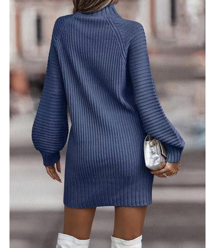 Vestido Suéter De Cuello Alto De Invierno Para Mujer