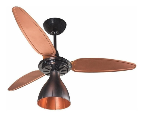 Ventilador de teto Demi Tulipa preto e pás de cor cobre, 96cm de diâmetro 220V