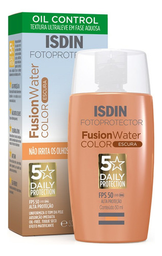 Protetor Facial Fusion Water Fps50 Cor Escura 50ml Isdin