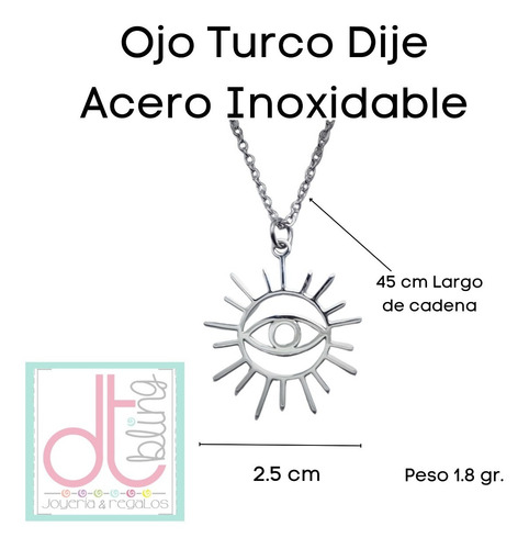 Imagen 2 de 2 de Ojo Turco Dije Minimalista Protección Suerte Fortuna Acero