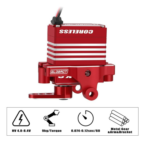 Globact Servo De Metal De 9 Kg Para Trx4m Con Brazo Servo Se