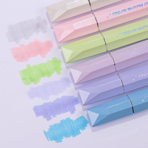 Colnk Glitter Pastel Highlighter,set De 6 Pcs Cute Aesthe...