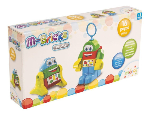 Brinquedo De Montar 16 Peças M-bricks Robots Infantil Maral