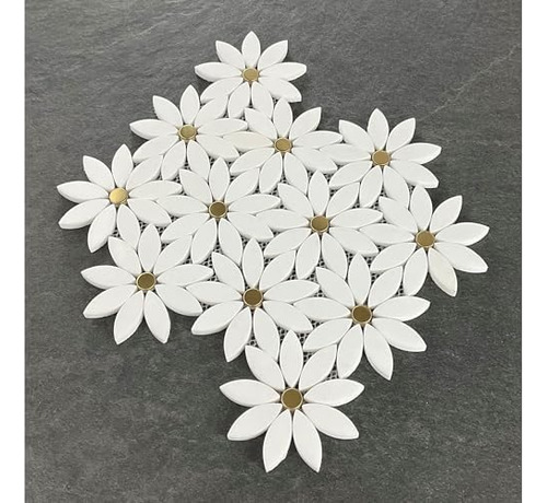 Blanco Patrón De Flores Mármol Mosaico Azulejos Caso (10 Hoj