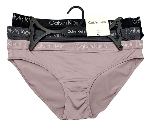Calvin Klein Set 3 Calzón Bikini Mujer Stretch Satinado