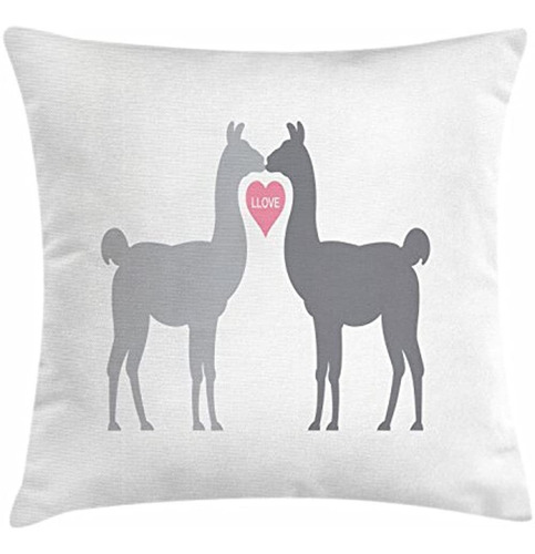 Ambesonne Llama Throw Pillow Pillow Cojín, 2 Animales Enamor