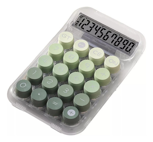 Calculadora de teclado mecánico, transparente, hermoso color verde