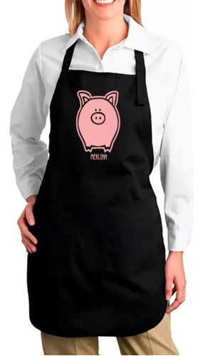 Delantal Estampado Cerdito Cerdo Pig Personalizado Nombre