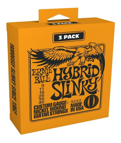 Cuerdas Ernie Ball 3222 Hybrid Slinky 9-46 Pack 3 Set