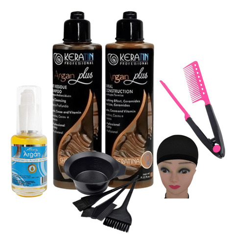 Set Keratina + Gorro Termico + Aceite Capilar +tazon+peine 