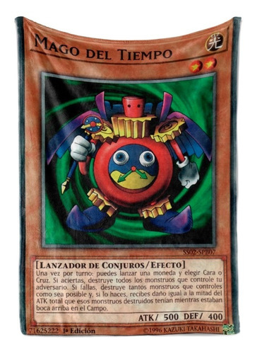 Cobija Frazada Carta Yugi Oh Mago Del Tiempo Peluche Suave