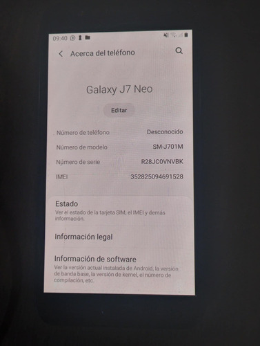 Samsung J7 Neo 16 G 2 G Ram Excelente Estado Negro (Usado)