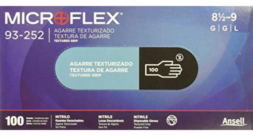 Microflex 93-252 Guante Desechable De Nitrilo Negro, Sin