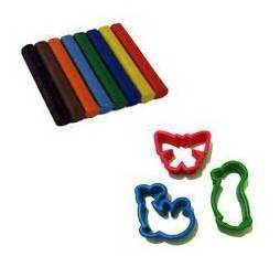 Imagen 2 de 3 de Plastilina Escolar 8 Colores + 3 Moldes Printa Pack 2