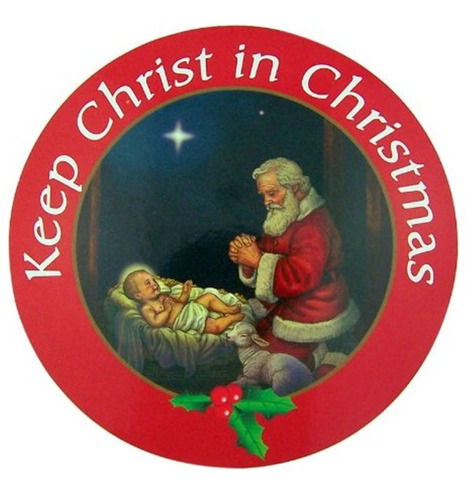 Keep Christ In Christmas Adoring Santa Auto Magnet - Vinilo