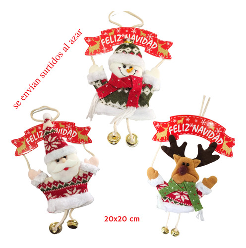 Kit De 2 Colgantes Navideños Navidad Santa Reno