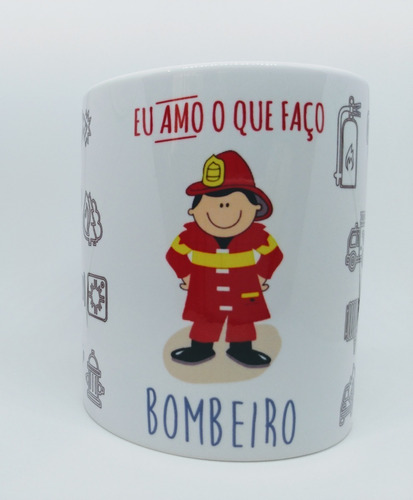 Caneca Em Porcelana Personalizada Profissão Bombeiro