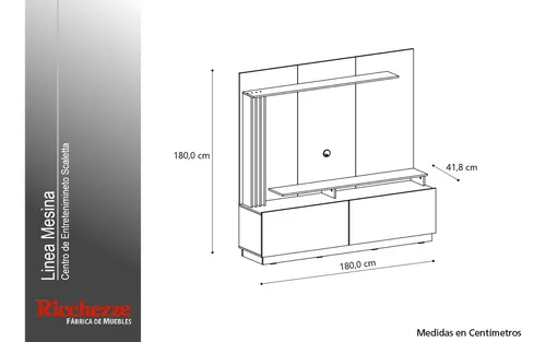 Modular Moderno Rack Mesa Tv 180 Cm Mesina Hickory / Negro