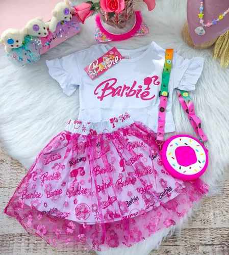 Conjunto Blusa e saia em Paete Barbie menina blogueirinha moda