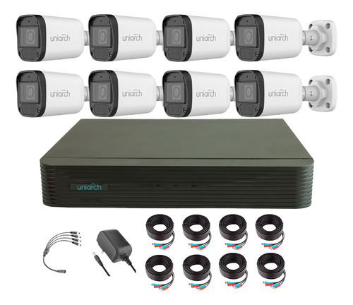 Uniarch Kit De Seguridad Kit-104f-plus-8c-cc 8 Cámaras Análogas Alta Definición Bullet 1080p 2mp Protección Exterior Ip67 Máxima Seguridad Fácil Instalación 104f Cctv