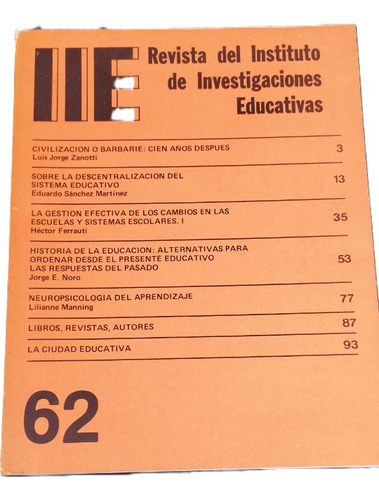 . Revista Del Instituto De Investigaciones Educativas N 62