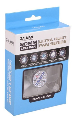 Cooler Zalman 80mm Led Fan Blue Silencioso 2000rpm 12v
