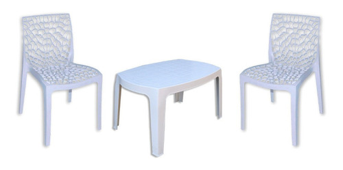 Set 2 Sillas Perla 1 Mesa Ratona Mascardi Blanca