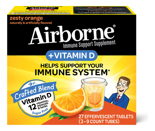 Airborne 750 Mg De Vitamina C Con Tabletas Efervescentes De