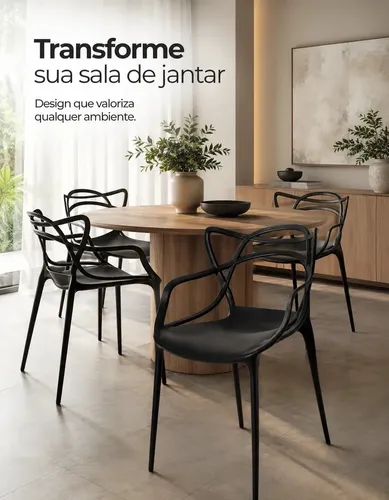 Kit 4 Cadeiras Allegra Pretas Empilháveis Em Polipropileno Sala  De Jantar Cozinha