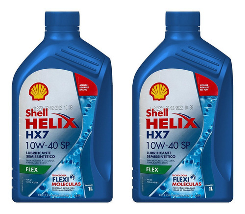 Kit 2 Óleo Shell Helix Hx7 10w40 Api Sp Semissintético