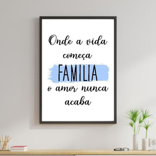 Quadro Decorativo Família O Amor Nunca Acaba 45x34cm