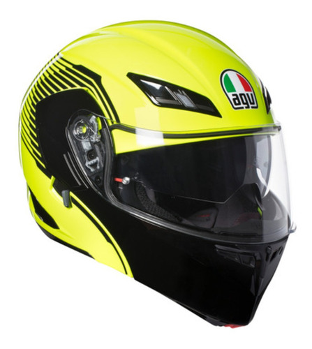 Casco para moto rebatible AGV Compact ST 201021A  yellow y black vermont talle XL 