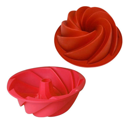 Forma De Silicone Antiaderente Vazada Espiral Para Bolo Cor Vermelho