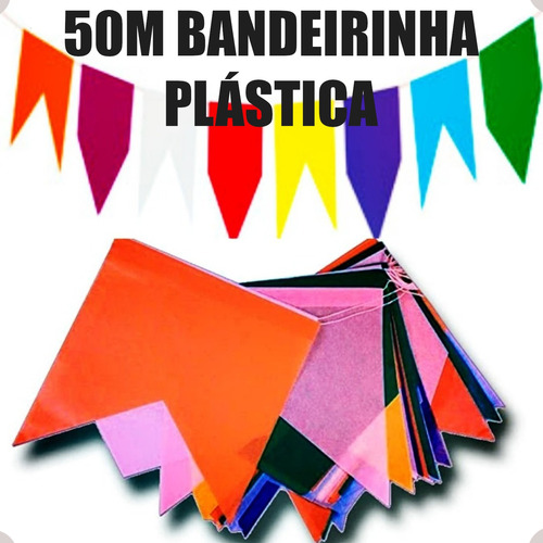 50 Metros Bandeirinha Bandeirão Plástico Festa Junina Bandei