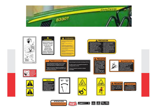 Calcomanías Para Tractor 8330t 235 Pto Hp 2wd En Español