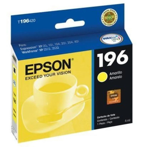 Imagem 1 de 1 de Cartucho Epson Original 196 Amarelo Xp401 411 Wf2512 2532