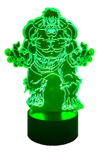 Hulk Marvel Lampara Led 3d 7 Colores En Uno Mundo Marvel