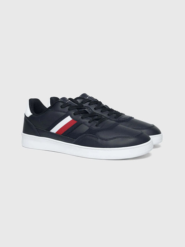 Zapatillas Retro De Cuero Y Logo Hombre Tommy Hilfiger Azul