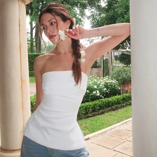 Top Sin Tirantes Con Espalda Abierta Para Mujer - Moda De Ve