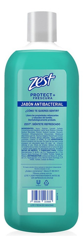 Jabón Líquido Para Manos Zest Protect Antibacterial 1.15lt