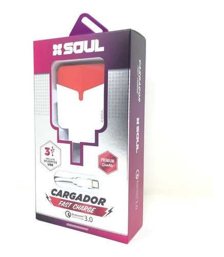 Imagen 6 de 8 de Cargador Turbo Fast Charge Usbx3 Pared Qualcomm 3.0 Tipo C