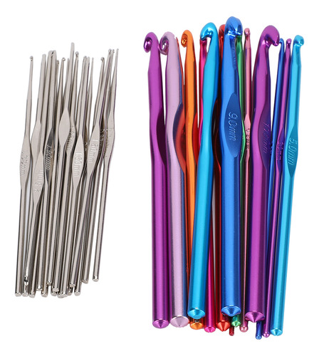 30 Ganchos De Ganchillo De Aluminio Multicolor