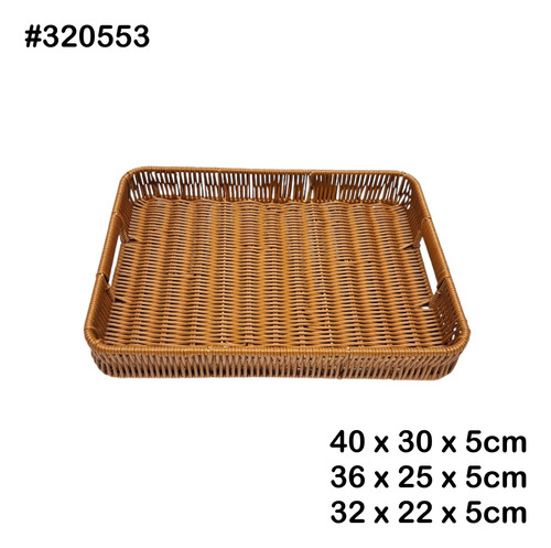 Set 3 Canasta De Plastico Trenzado Rectangular 40cm #320553
