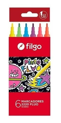 Marcadores Escolares Filgo Pinto Fluo X6 Colores