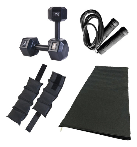 Kit Entrenamiento Colchoneta, Mancuer3kg, Tobilleras2kg Soga